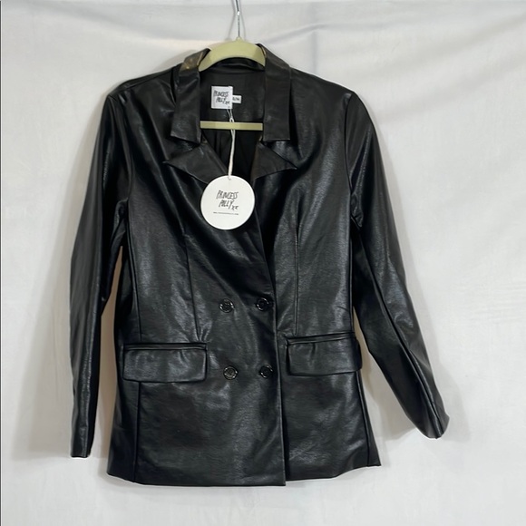 Princess Polly Jackets & Blazers - NWT Princess Polly Ellen Faux Leather Blazer Jacket Size S/M Black Tailored